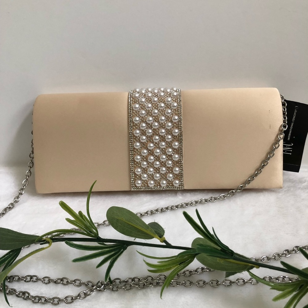INC International Concepts Ribbon Clutch, Champagne, NWT